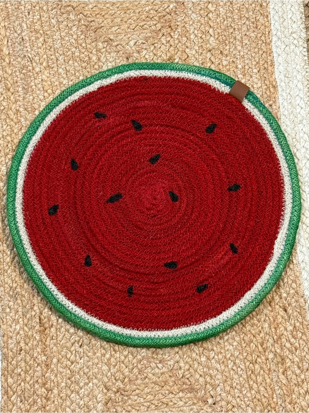 Jute Watermelon Round Crochet Placemat